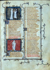 Allegorisk representation av kärlek som spelar Malebouches fällor, under karaktären av abstinensminiatyr i "" Roman de la rose"" av Jean de Meun, Jean de Meung eller Jean Chopinel, Jean Clopinel (v.1240-1305), cirka 1370. Paris, Bibliotheque Sainte Ge av Unknown artist