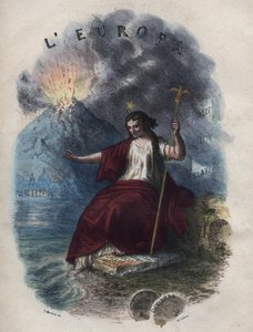 Allegory of Europe - gravyr från "" Tullar och seder för alla folk i universum. Det vill säga historien om regeringen, om lagarna, om milisen, om religionen för alla nationer från de mest avlägsna tiderna till våra dagar "1856 av Unknown artist