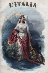 Allegori av Italien - gravyr från "" Seder och seder för alla folk i universum. Det vill säga historien om regeringen, om lagarna, om milisen, om religionen för alla nationer från de mest avlägsna tiderna till våra dagar "1856 av Unknown artist