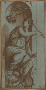 Allegory of Peace (penna och brunt bläck samt lavering på blått liggande papper; lagd) av Unknown Artist