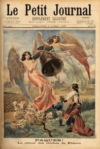 Allegori för att fira påskklockornas återkomst, med representation av barnen i Alsace och Lorraine (Alsace-Lorraine) i traditionella dräkter, medan dessa regioner är omtvistade mellan det tyska imperiet som administrerar dem och Frankrike, som av Unknown artist