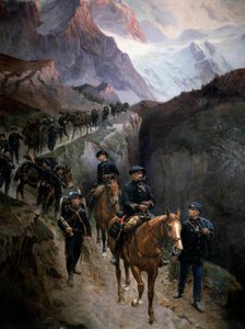 Alpina jägare i bergen 1890 Anonym målning. 1890 Paris, Musee de l