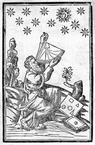 En astrolog mäter höjden under månförmörkelsen. av Unknown artist