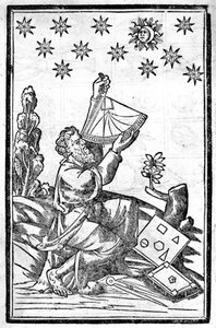 En astrolog tar höjden med sin sextant under en förmörkelse. av Unknown artist