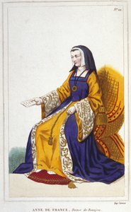 Anne de Beaujeu eller Anne av Frankrike, fransk prinsessa (1460-1522). Äldre dotter till Ludvigs delfin, blivande Ludvig XI, hon regerade med hjälp av sin man, Pierre de Beaujeu, rikets generallöjtnant, till vilken Ludvig XI hade anförtrott vårdnaden om av Unknown artist