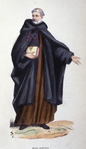Armenisk munk. Gravyr från ett album på religiösa beställningar, Paris av Unknown artist