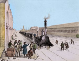 Ankomst av godståget Paris Orleans Line - Gravyr av 1800-talet - Privee Collection av Unknown artist