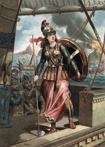 Artemé Iere (V-talet f.Kr.) gick till slaget vid Salamin (480), tillsammans med Xerxes I. i "" El Culto de la Hermosura"" av Juan Justo Huguet, Molinas Hermanos editores av Unknown artist
