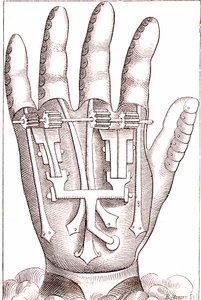 Konstgjord handprotes av den franska kirurgen Anatomist Ambroise Par av Unknown artist