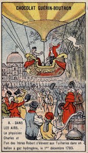 Uppstigning i en vätgasballong av fransk flygteknik Charles och Robert le Jeune, gjord i Paris, i Tuilerierna. 1 december av Unknown artist
