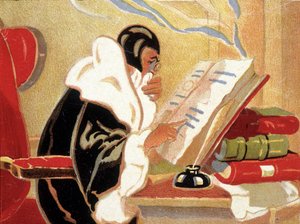 Astrolog: Nostradamus studerar en bok. av Unknown artist