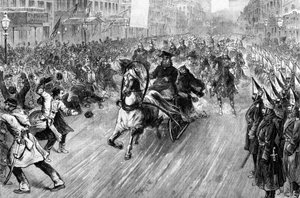 Attack på tsar Alexander II (1818 - 1881) i St Petersburg 1881. Illustration av 1800-talet. av Unknown artist