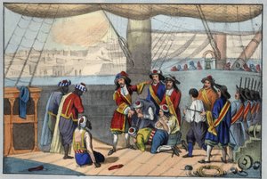 Augusti 1682: Duquesne bombade Alger. (Abraham, Marquis Duquesne av Unknown artist