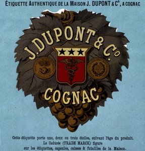 Autentisk etikett från J. Dupont & C¡, Cognac. 1882 års upplaga av Unknown artist