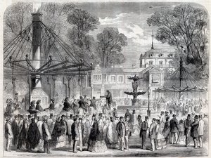 Höstsöndag på Champs-Elysees (Champs Elysees) på 1800-talet - Gravyr av Unknown artist