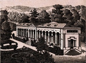 Baden Baden (Baden-Baden), Tyskland: utsikt över pelargången. i "Världen illustrerar 168 vyer"" Odaterat (slutet av 1800-talet) av Unknown artist