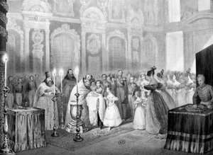 Dop av storhertig Nicolas (framtida Nicholas 1:a) - gravyr av Unknown artist