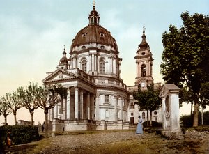 Basilica della Superga (Basilica of Superga) i Turin (Torino) i Italien 1890 av Unknown artist