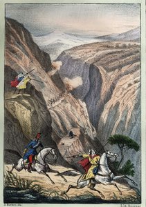 Slag vid Teniah of Mouzaìa, vid Mount Atlas Pass mellan franska trupper och arabiskt motstånd av Unknown artist