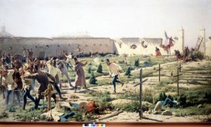 Slaget vid Solferino, Lombardiet, mot de fransk-sardiska och österrikiska arméerna den 24 juni 1859. Museo del Risorgimento. Milano av Unknown artist