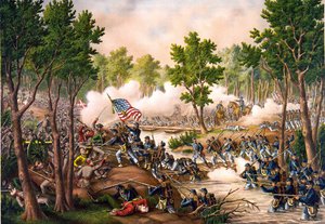 Slaget vid Spottsylvania mellan 8 och 18/05/1864. Gravyr v. 1888. av Unknown artist