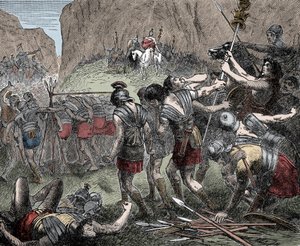 Battle of the Caudine Forks - Battle of the Caudine Forks (Furculae Caudinae) - 321 f.Kr. mellan romarna och samniterna under det andra samnitiska kriget av Unknown artist