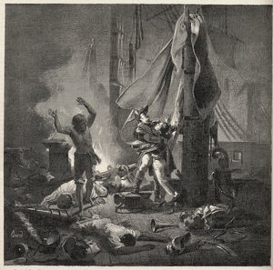 Slaget vid Nilen - Slaget vid Aboukir - Luces och Giocante de Casabiancas död (Luc-Julien-Joseph Casabianca av Unknown artist