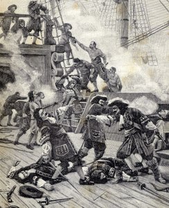 Strid på en båt - Jean Bart. av Unknown artist
