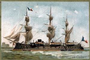 Battleship Admiral "" The Colbert"". 1800-talets kromolitografi. av Unknown artist