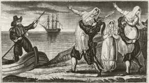 "Näbbar den holländska piraten och hans besättning som tvångsbär bort nunnor från ett spanskt kloster" av Unknown artist