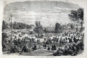 Vackra dagar på Bois de Boulogne i Paris. Gravyr i "The Illustrious Universe" av Unknown artist
