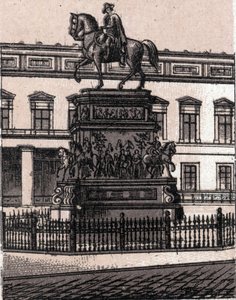 Berlin, Tyskland: staty av Fredrik II den store (Frederik den store). i "" Världen illustrerar 168 vyer"" Odaterat (slutet av 1800-talet) av Unknown artist