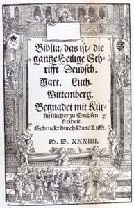 Luthers bibel. Frontispice av Unknown artist