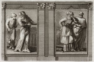 Bible of Royaumont, Gamla testamentet: Prästernas kläder. Figur av storprästens och de andra leviternas kläder. Illustration från 1811. av Unknown artist
