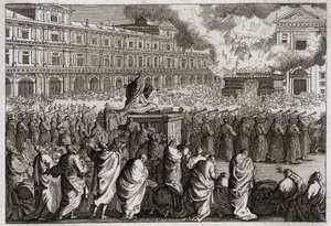 Bibeln från Royaumont, Gamla testamentet: Templets dedikation. Salomo samlar allt sitt folk för att med mer högtidligt fira invigningen av hans tempel. Illustration från 1811. av Unknown artist