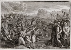 Bible of Royaumont, Gamla testamentet: Förstörelse av Hai. Josua, efter Jerikos ruin, anfaller staden Hai (Ai), där han stöts tillbaka först på grund av Akans brott (Achan, Achar, Hacan, Hacar), men efter Akans straff; han tar ci av Unknown artist