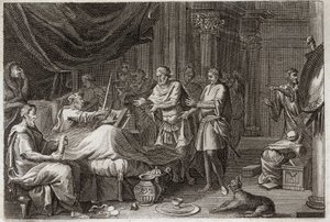 Bibeln från Royaumont, Gamla testamentet: Judas Machabee. Judas Machabee (Maccabee, Macabee) efterträdde sin far Matathias (Matathias, Mattatias) i arméns uppförande och stödde hela det judiska folket mot förtrycket av seleukiderna. Illustra av Unknown artist