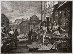 Bibeln från Royaumont, Gamla testamentet: Belägringen av Samaria. Kungen av Syrien belägrade staden Samaria och reducerade den till en fruktansvärd hungersnöd. Illustration från 1811. av Unknown artist