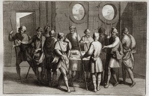 Bibeln från Royaumont, Gamla testamentet: Påsklammet. Gud befallde judarna att äta påsklammet och för den tionde plågan dödade alla förstfödda. Illustration från 1811. av Unknown artist
