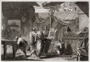 Bibeln från Royaumont, Gamla testamentet: Tabernaklet. Mose gör tabernaklet uppsatt enligt den ordning som han hade fått av Gud. Illustration från 1811. av Unknown artist