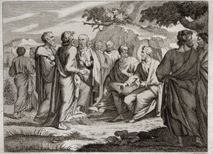 Bibeln från Royaumont, Gamla testamentet: De tolv små profeterna. De andra tolv profeterna, vanligtvis kallade de små profeterna, eftersom de lämnade en liten skrift. Illustration från 1811. av Unknown artist
