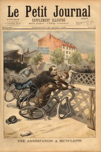 Cykelstopp nära Champigny. Gravyr i "" Le petit journal"" 1896-08-30. Selvas samling. av Unknown artist