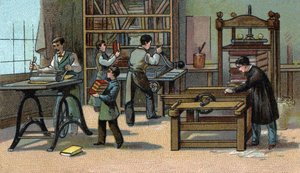 Bindverkstad: Kromolitografi från slutet av 1800-talet av Unknown artist