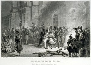 Bivack av XI Legion - natt från 22 till 23 december 1830 - i "" Fasttes de Gardes Nationales de France"" av Unknown artist