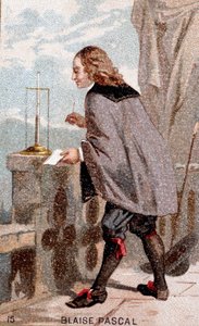 Blaise Pascal (1623 - 1662) inför en barometer av Unknown artist