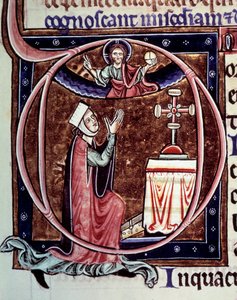 Blanche de Castille drottning av Frankrike (1188-1252) i bön Miniatyr från ett manuskript "Life and miracles of Saint Louis" av William of Saint Pathus av Unknown artist