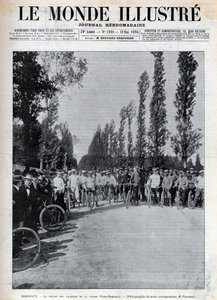 Bordeaux - starten på Paris-Bordeaux-loppet - omslag till "The Illustrous World" 1895 - av Unknown artist