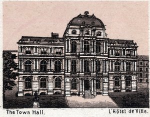Boston, USA: utsikt över rådhuset. i "" Världen illustrerar 168 vyer"" Odaterat (slutet av 1800-talet) av Unknown artist