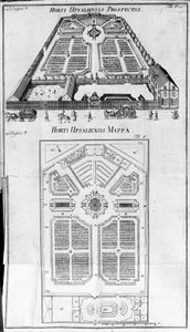 Botaniska trädgården - HORTI UPSALIENSIS prospektiv och plan. av Unknown artist