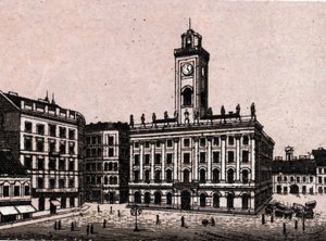 Budapest, Ungern: Gamla rådhuset. i "" Världen illustrerar 168 vyer"" Odaterat (slutet av 1800-talet) av Unknown artist
